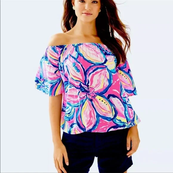NWT Lilly Pulitzer Sain Top Pink Sunset-The Sunny Side XXS - Picture 2 of 6